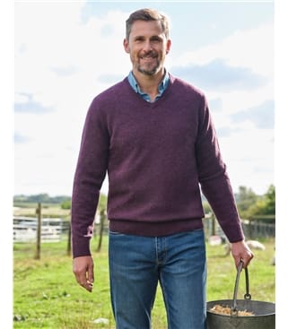 Mens Lambswool V Neck Jumper