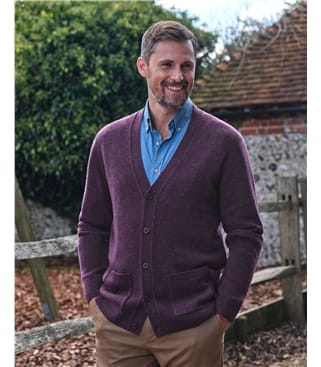 Mens Lambswool V Neck Cardigan