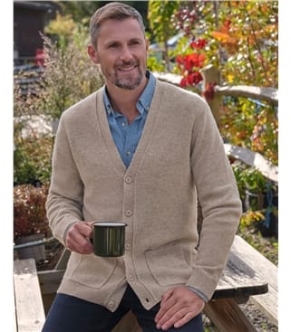 Mens Lambswool V Neck Cardigan