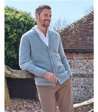 Mens Lambswool V Neck Cardigan