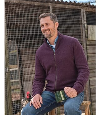 Mens Lambswool Lincoln Zipper Cardigan