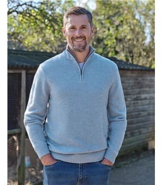 Mens Lambswool Zip Neck Jumper