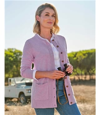 Lambswool Ladies Crew Neck Cardigan