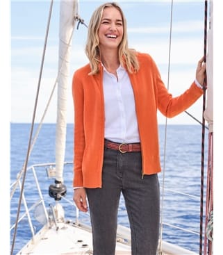 Cardigan ajusté à fermeture éclair - Femme - Laine d’agneau certifiée 100% RWS