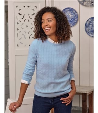 Cashmere Merino Cable Crew Neck Jumper