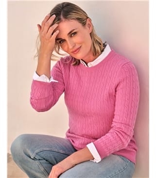 Pullover mit Rundhalsausschnitt aus Merinowolle und Kaschmir für Damen