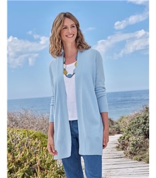 Cardigan long bord à bord Cashmere Merino