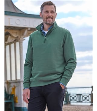 Sweat-shirt à col zippé - Homme - Coton bio