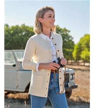 Lambswool Ladies Crew Neck Cardigan