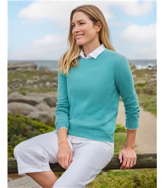 Pull à col rond - Femme - Cachemire & Mérinos