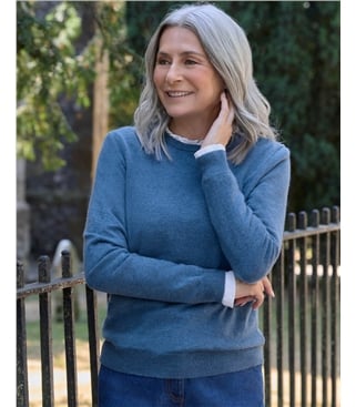 Pullover mit Rundhalsausschnitt aus Merinowolle und Kaschmir für Damen