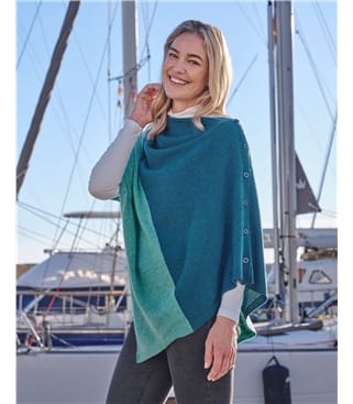 Cashmere Merino Blend Button Poncho