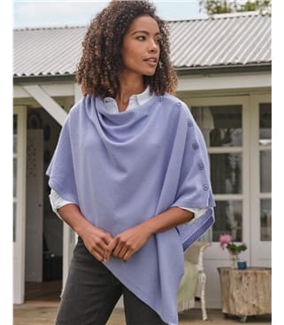 Cashmere Merino Blend Button Poncho