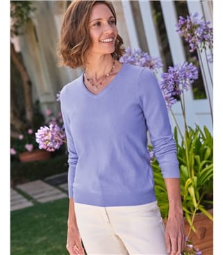 Pullover mit V-Ausschnitt aus Merinowolle und Kaschmir für Damen