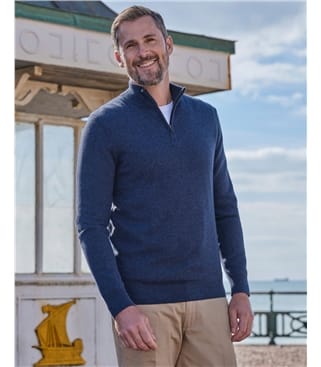 Cashmere and Merino Zip Neck Jumper