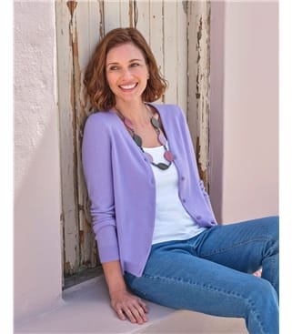 Cashmere Merino Classic V Neck Cardigan