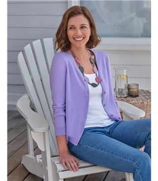 Cardigan classique à col V- Femme - Cachemire & Mérinos