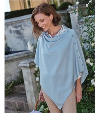 Cashmere Merino Blend Button Poncho