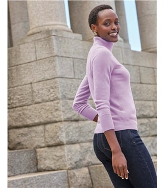 Soft Lilac | Womens Cashmere Turtle Neck Sweater | WoolOvers US