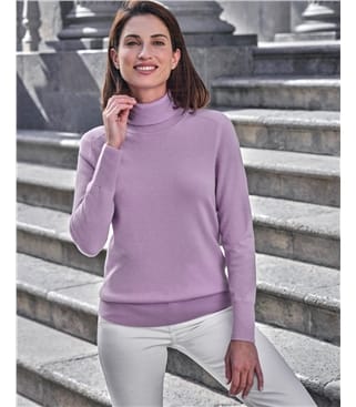 Womens Cashmere Polo Neck Sweater
