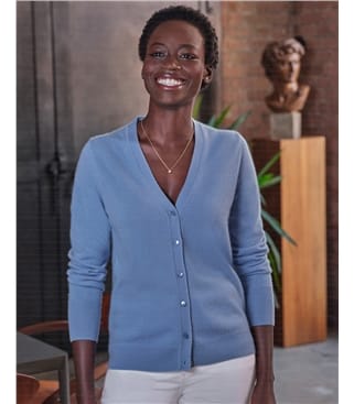 Kaschmir Strickjacke mit V-Ausschnitt