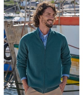 Cardigan zippé essentiel en coton - Homme