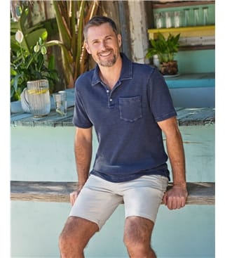 Texturiertes Polo T-Shirt