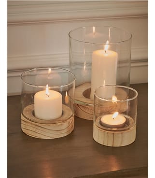 Set Of 3 Glass Candle Holders