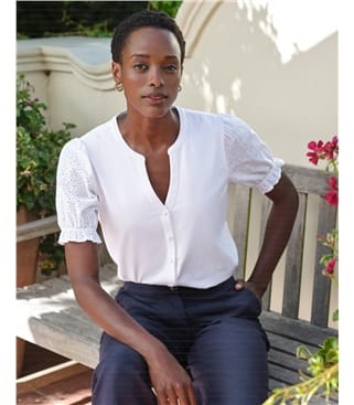 1/2 Sleeve Broderie Blouse