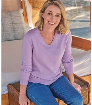 Cotton & Cashmere V Neck Sweater