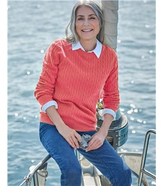 Cashmere Merino Cable Crew Neck Jumper