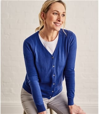 Classic Navy | Womens Cashmere & Cotton Edge to Edge Cardigan ...