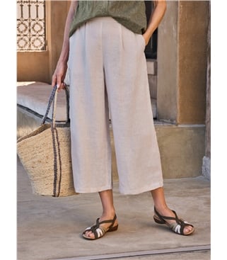 Leinen-Culottes mit elastischem Rückenbund