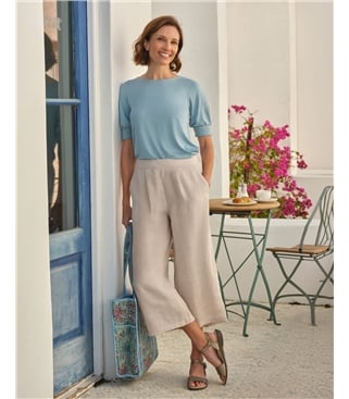 Culotte en lin à dos élastique