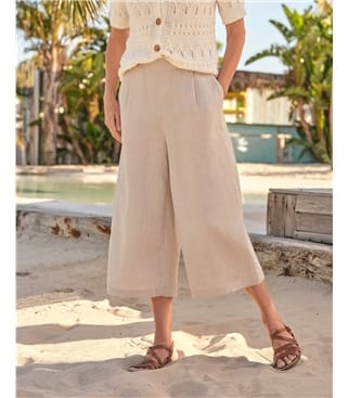 Elastic Back Linen Culottes