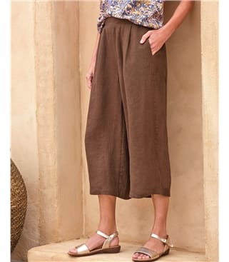 Elastic Back Linen Culottes