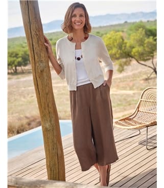 Elastic Back Linen Culottes