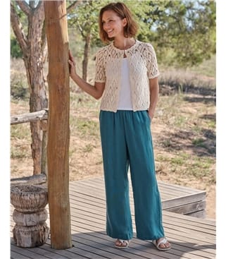 Leinenhose mit weitem Bein