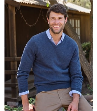 Pullover mit V-Ausschnitt aus Merinowolle und Kaschmir für Herren