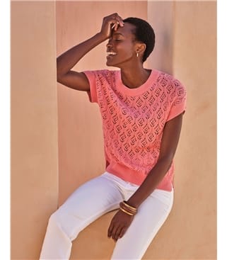 Cotton Lace Knit Top