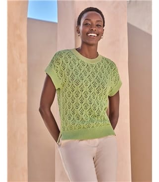 Cotton Lace Knit Top