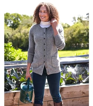 Lambswool Ladies Crew Neck Cardigan