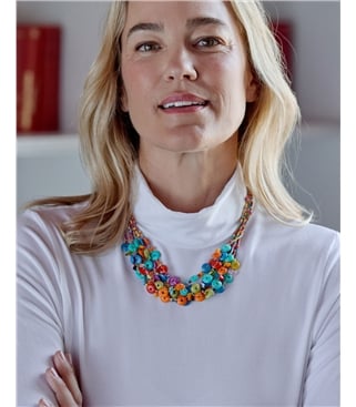 Wooden Button Multi Necklace