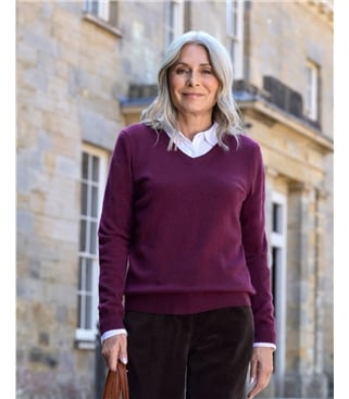 Cashmere & Merino V Neck Knitted Jumper