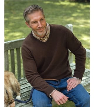 Mens Lambswool V Neck Jumper