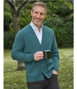 Strickjacke mit V-Ausschnitt aus Lammwolle für Herren