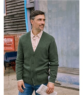 Mens Lambswool V Neck Cardigan