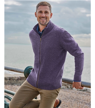 Strickjacke mit Reißverschluss aus Lammwolle für Herren