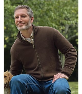 Strickjacke mit Reißverschluss aus Lammwolle für Herren