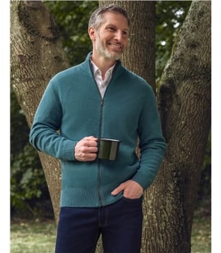 Mens Lambswool Lincoln Zipper Cardigan